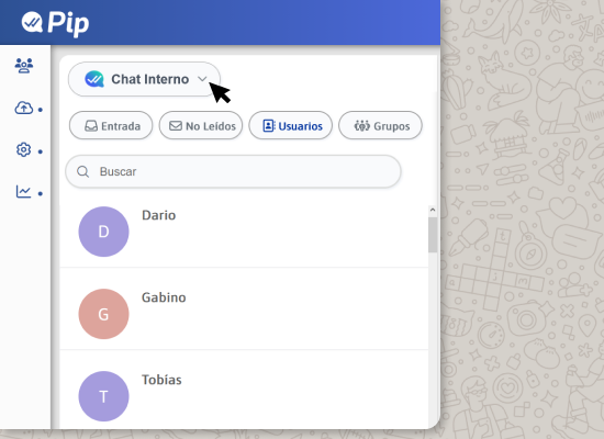 Chat interno entre asesores y supervisores dentro de Pip