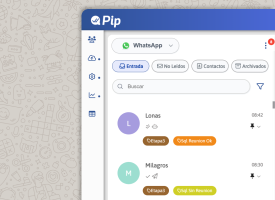 Pantalla del chatbot de Pip respondiendo consultas