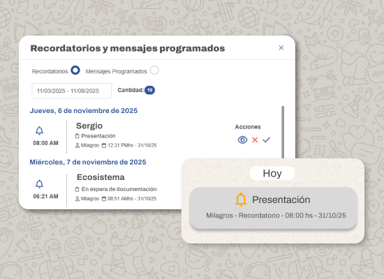 Recordatorios de seguimiento sobre una conversación